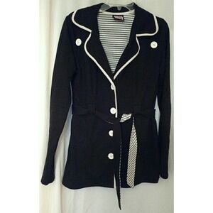 L.A. Kitty knit black and white jacket, size XL